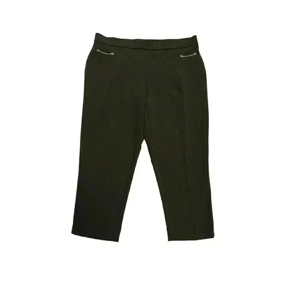 Counterparts Size 16P Dark Olive Green Pull On Pants Chain Front - Picture 1 of 5